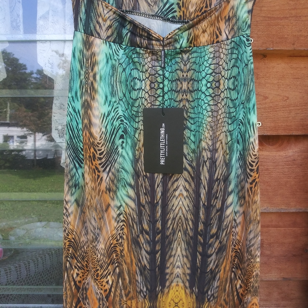 NWT- MULTI TIGER PRINT CROSS OVER HALTERNECK MAXI DRESS/COVER UP - Picture 12 of 16